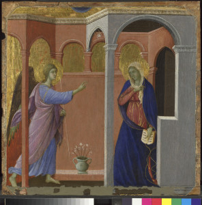 La Anunciación de Duccio deja patente el poder de la arquitectura en una tabla/ Photo Credits: National Gallery