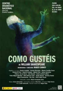 Cartel de "Como gustéis", que se representa en el Teatro Valle-Inclán de Madrid