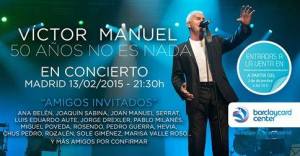 Víctor Manuel tiene previsto presentar el álbum en un emotivo concierto programado en el Barclaycard Center de Madrid
